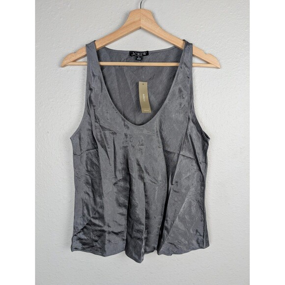 J Crew Tank Top Womens Medium Gray CB797 MGR Sleeveless Acetate Shirt Blouse - Picture 1 of 7